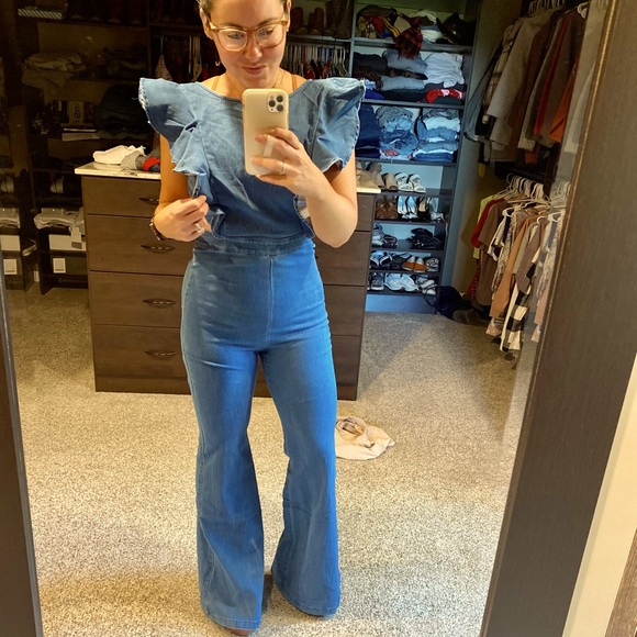 Denim open back jumpsuit - Picture 2 of 3